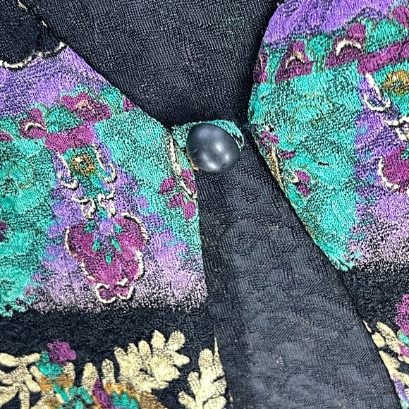 Vintage 80s Notations Jacket Womens Size L Purple Green Gold Paisley Bohemian - Picture 3 of 7